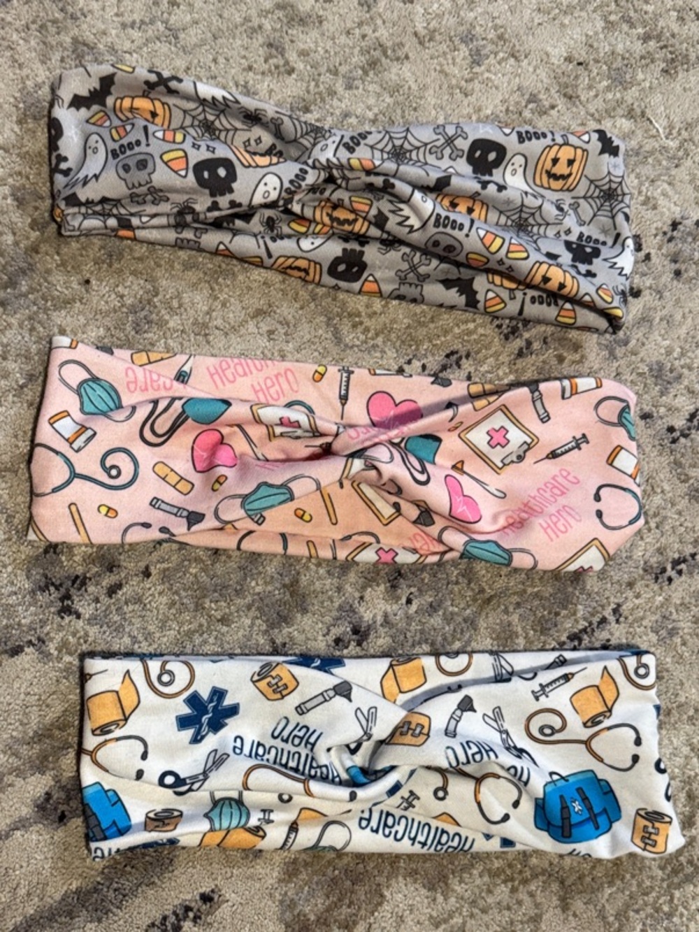 Women’s Patterned Twist Headbands - Pink, Gray, White